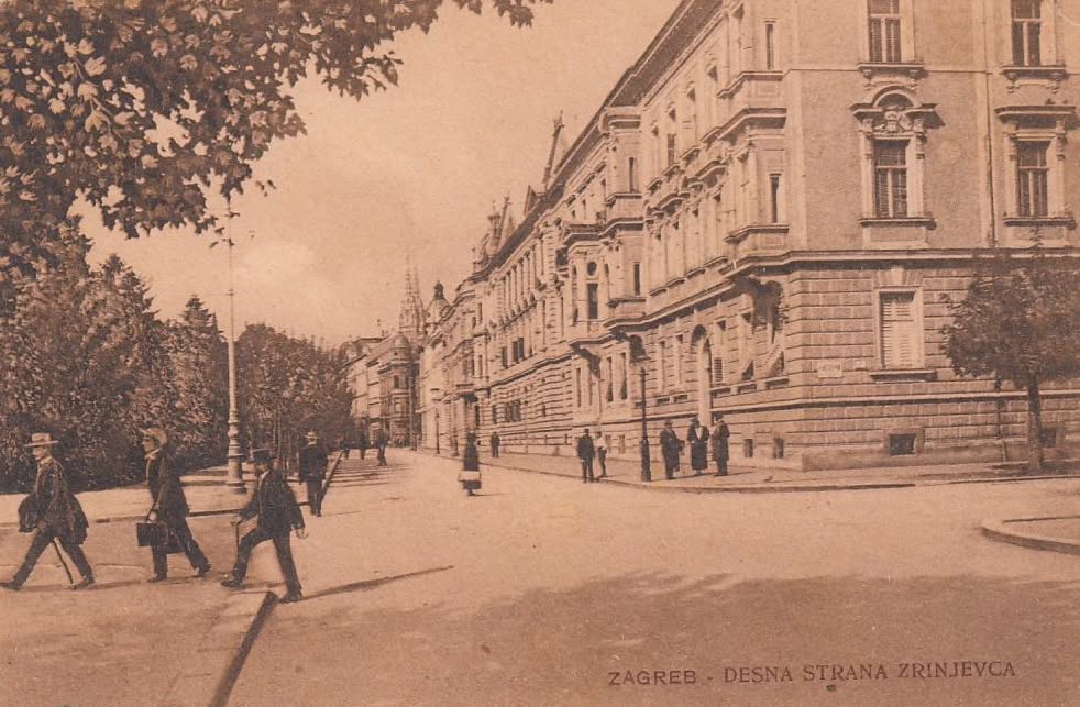Zrinjevac 1920-ih godina, istočna (desna) strana